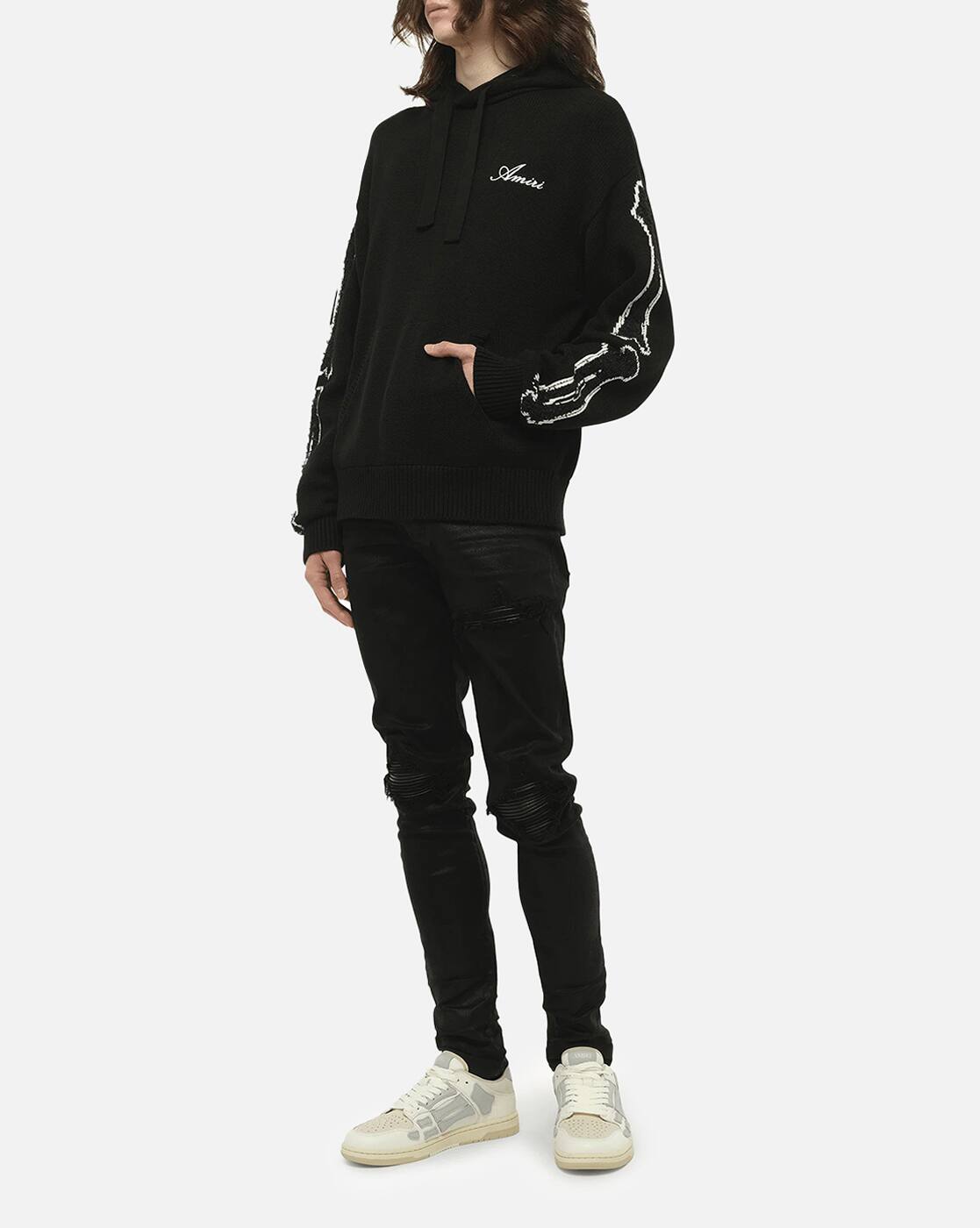 Buy AMIRI Bones Cotton Hoodie | Black Color Men | AJIO LUXE