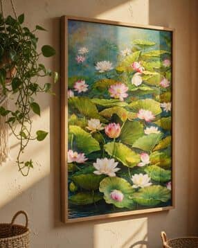 saf Lotus Pond Wall Painting with Wooden Frame -picture-27