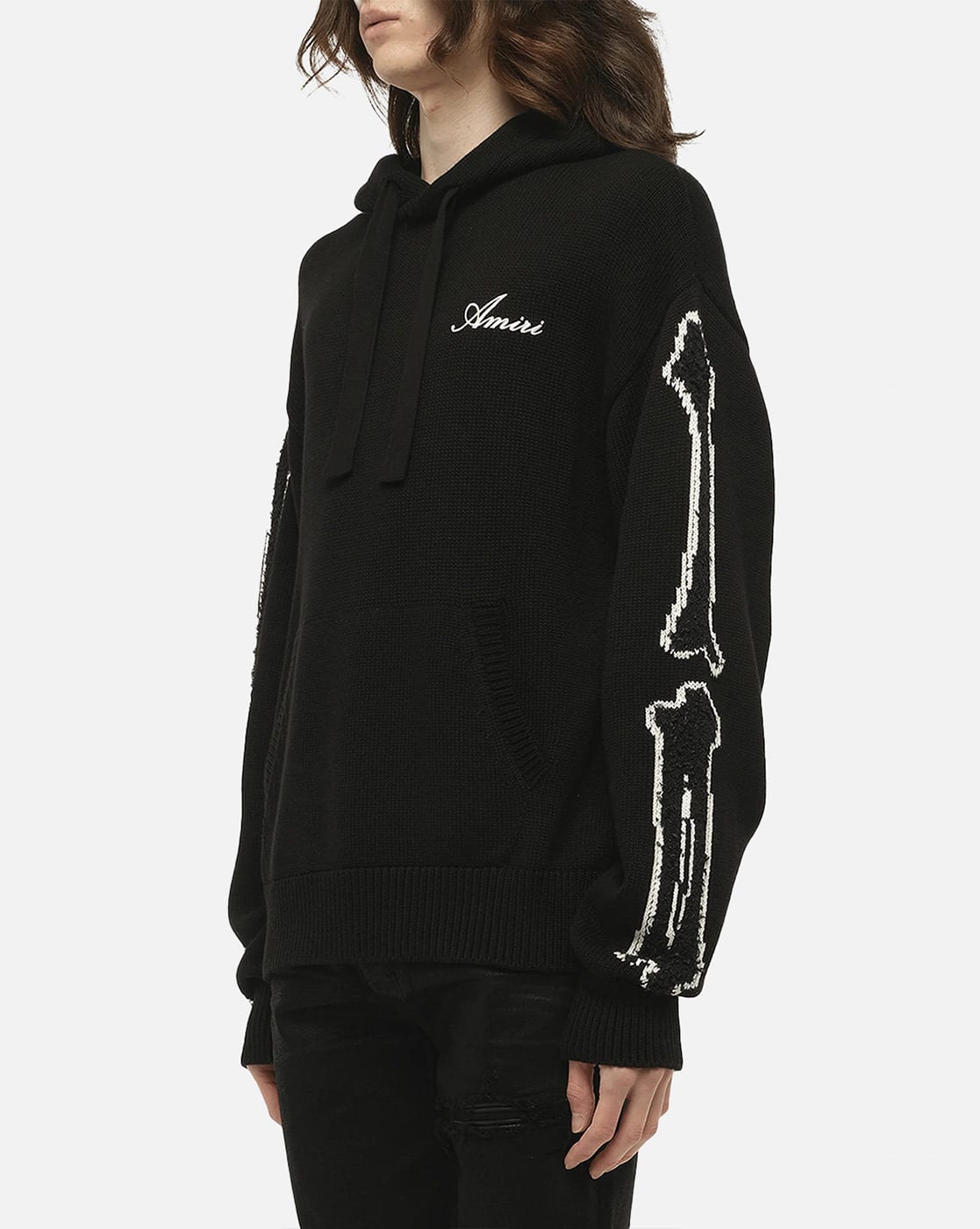 Buy AMIRI Bones Cotton Hoodie | Black Color Men | AJIO LUXE