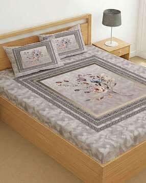 chhavi india Floral Print King Bedsheet with Pillow Covers-picture-27