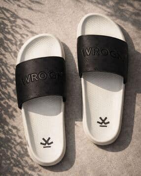 wrogn Men Typographic Embossed Slip-On Slides-picture-12