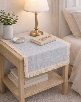 Rectangular-Shaped Table Runner with Fringed Hem -image-26