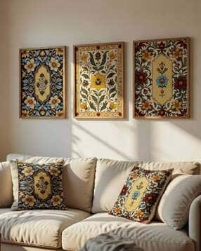 saf Set of 3 Floral Wall Arts with Wooden Frame-picture-10