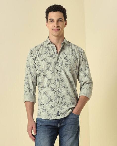 ALLEN SOLLY Men Floral Print Regular Fit Shirt with Patch Pocket