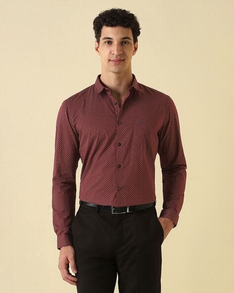 ALLEN SOLLY Men Micro Print Regular Fit Shirt with Patch Pocket