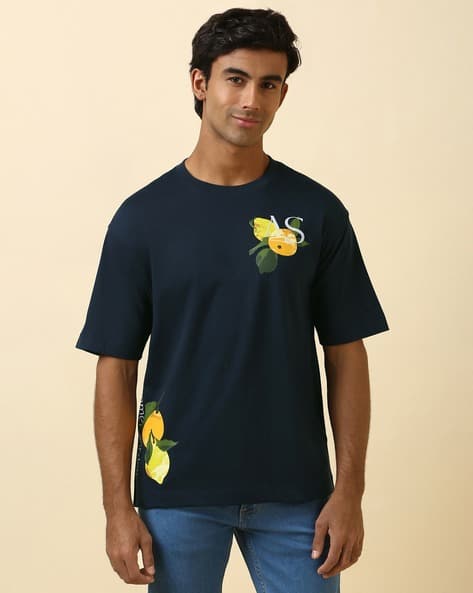 ALLEN SOLLY Men Graphic Print Regular Fit Crew-Neck T-Shirt