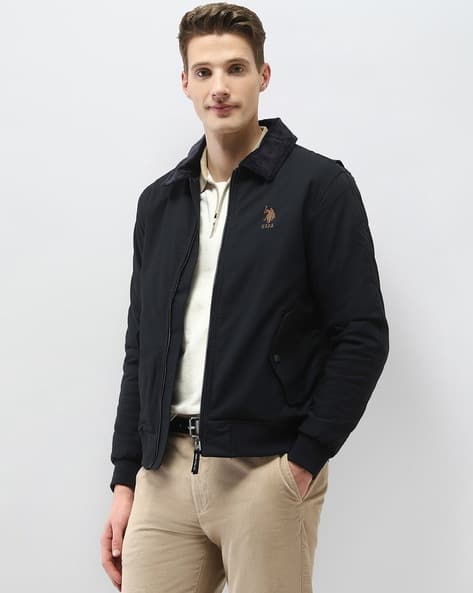 U.S. Polo Assn. Men Regular Fit Biker Jacket with Zip-Front