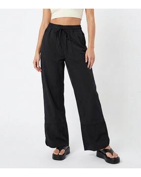 Women Straight Fit Track Pants with Elasticated Drawstring Waist-image-14