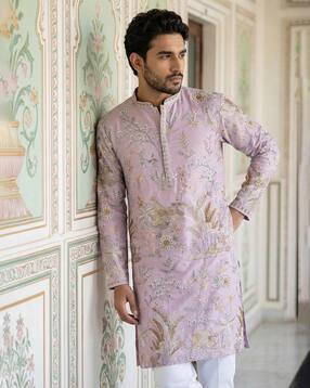 jompers Men Floral Print Regular Fit Kurta-picture-11