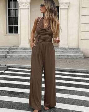 outzidr global Women Cowl-Neck Jumpsuit with Insert Pockets-picture-31