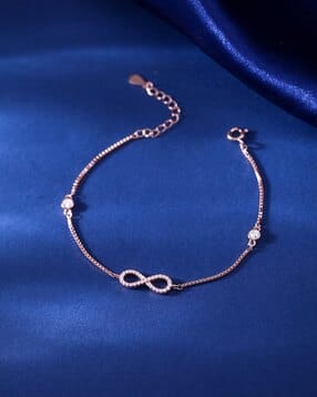 rachiva Women Sterling Silver Rose Gold-Plated CZ Infinity Bracelet-picture-40