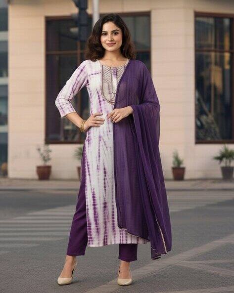 GOSRIKI Women Tie & Dye Straight Kurta Set