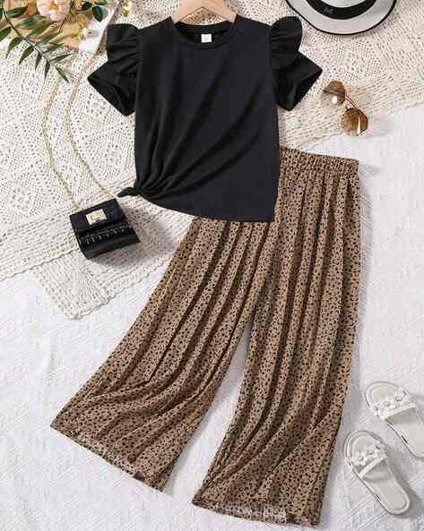 Tior Girls Animal Print Top & Pant Set