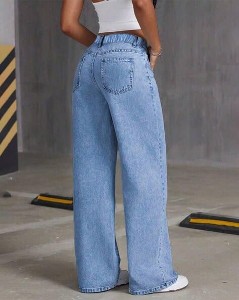 GLOSSIA Women High-Rise Straight Jeans with Bow - Image 2