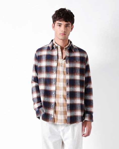 THE BEAR HOUSE Men Checked Regular Fit Shacket