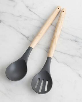 baskety Set of 2 Slotted Spoon & Spoon with Wooden Handle  -picture-40