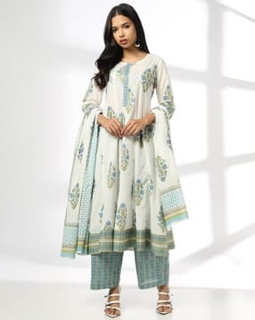 avaasa set Women Floral Print Flared Kurta with Palazzos & Dupatta-picture-13