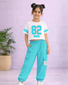 trampoline Girls Graphic Crop Top with Cargo Joggers-picture-37