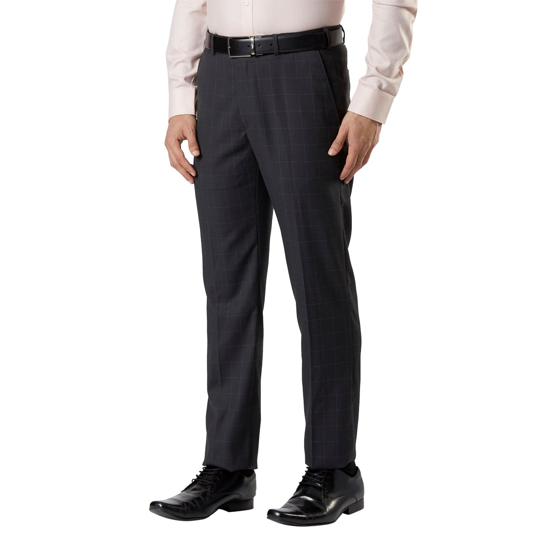 Checked Flat-Front Trousers