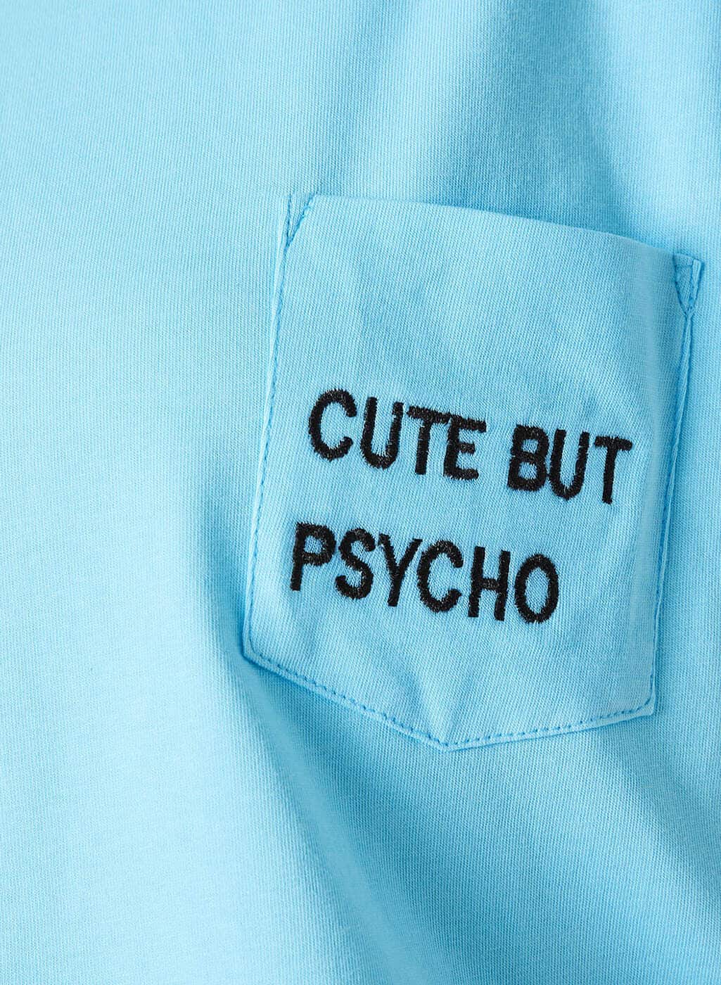 Crop T-shirt with Embroided Patch Pocket