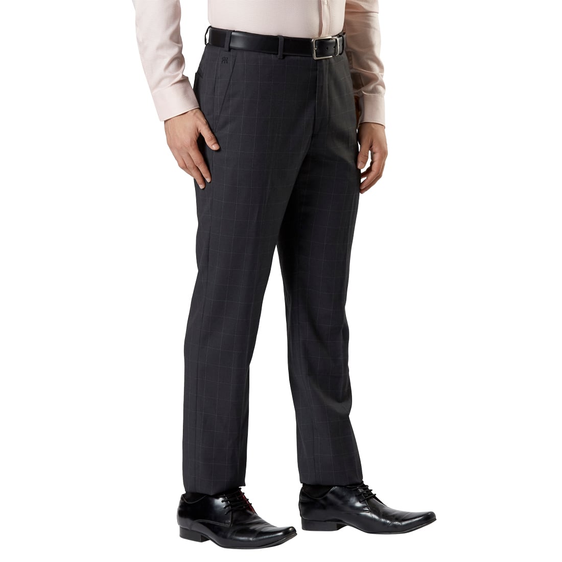 Checked Flat-Front Trousers