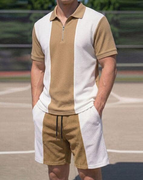 NEONOMAD Men Colourblocked 2-Piece Co-Ord Set