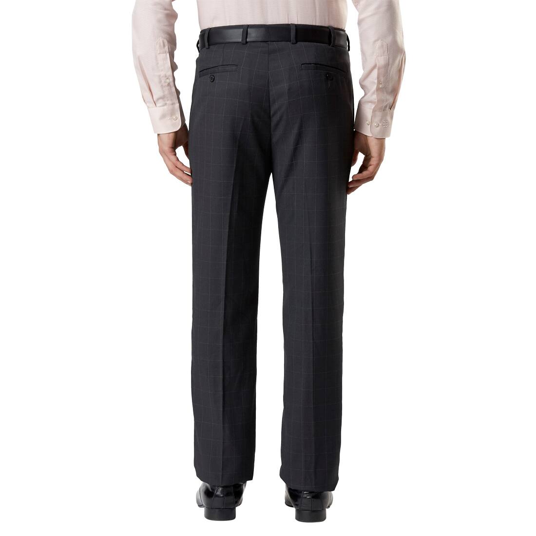 Checked Flat-Front Trousers