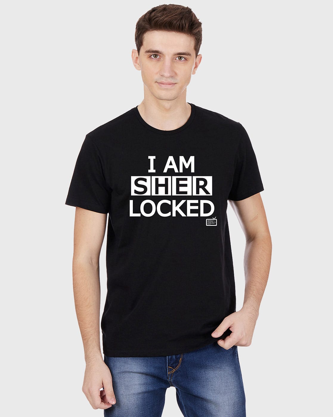 Typographic Print T-shirt with Short Sleeves