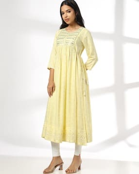 avaasa mix n' match Women Foil Print Flared Kurta-picture-42