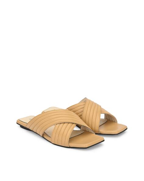 EL PASO Women Striped Criss-Cross Strap Flat Sandals