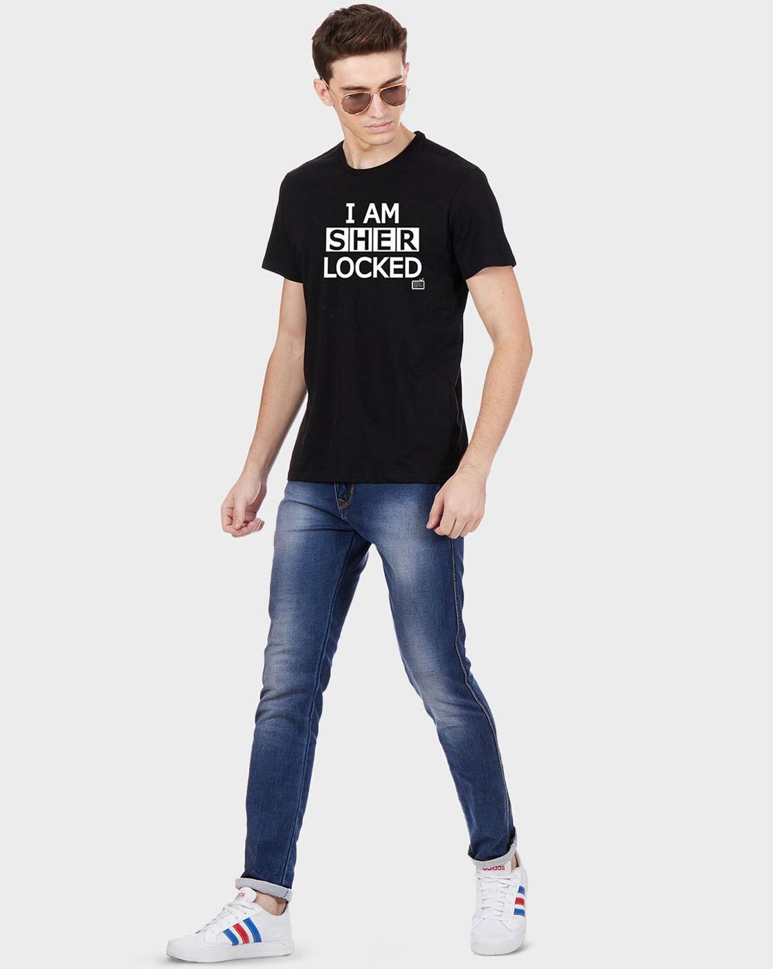 Typographic Print T-shirt with Short Sleeves