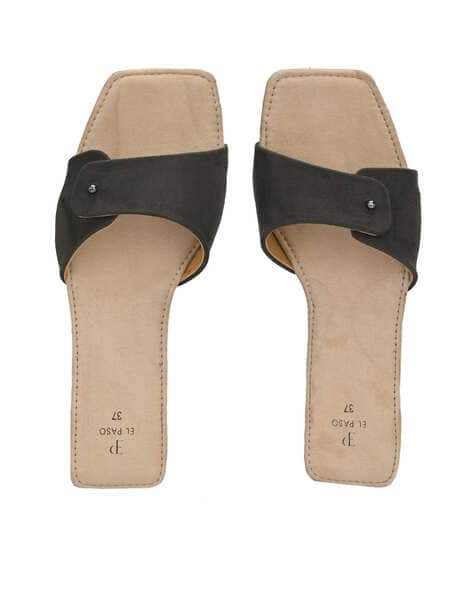 EL PASO Women Open-Toe Flat Sandals with Printed Footbed