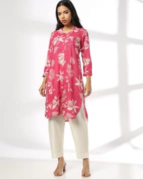 fusion Women Floral Print Straight Kurta-picture-27