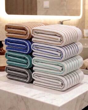 athom living Pack of 8 400 GSM Striped Hand & Face Towels-picture-53
