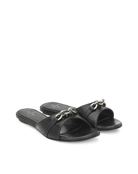 EL PASO Women Open-Toe Flat Sandals with Metal Accent