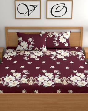 cg homes 150 TC Printed Double Fitted Bedsheet with Pillow Covers-picture-44