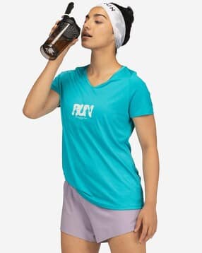 decathlon Women Printed V-Neck T-Shirt-picture-37