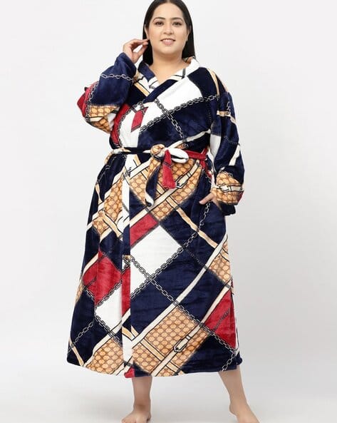 KLOTTHE Women Printed Bath Robe With Belt