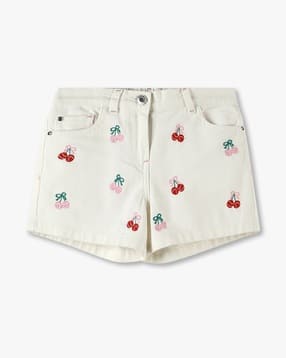 kg frendz Girls Cherry Embroidered Regular Fit Cotton Shorts-picture-51