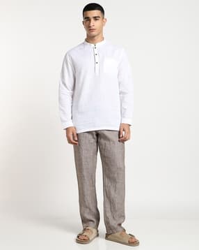 samav Cotton Short Kurta with Welt Pocket & Cuff-picture-37