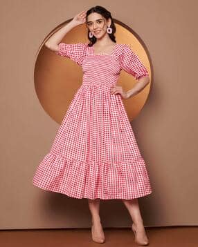 zwerlon x ag Women Checks A-Line Dress-picture-16