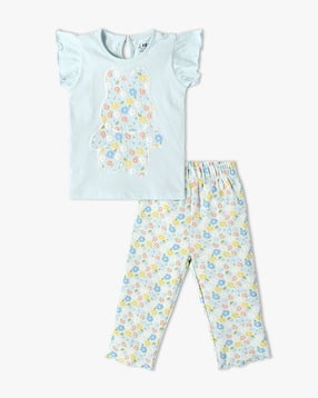 inf frendz Girls Floral Print T-Shirt & Pants Set-picture-29