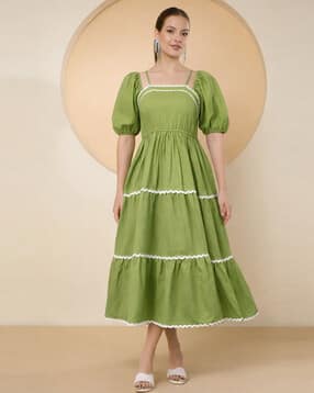 Women Fit & Flare Midi Dress-image-20