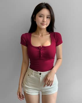 maheshvi Women Ribbed Square-Neck Top-picture-28