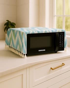 Geometric Print Microwave Oven Cover with Tassels-image-41