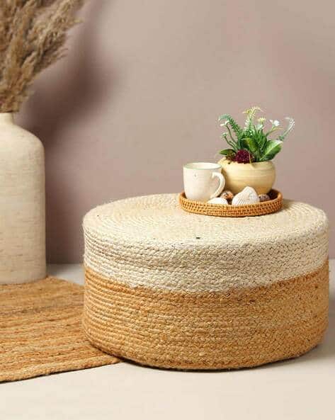 Habere India Comfortable Jute Ottoman