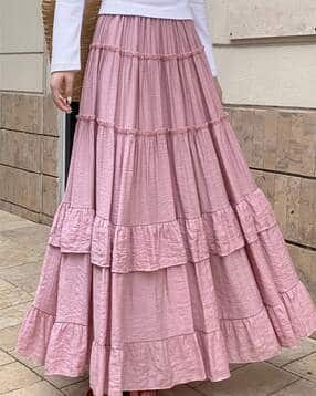 outzidr global Women Patterned Tiered Skirt-picture-14