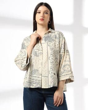 dnmx Women Paisley Print Boxy Fit Shirt-picture-10