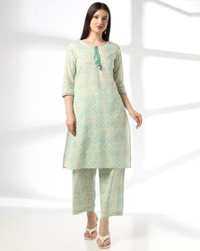 avaasa mix n' match Women Floral Print Straight Kurta-Bottom Set-picture-19