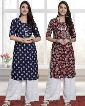 popmantra Women Printed Pack Of 2 Straight Kurta-picture-39